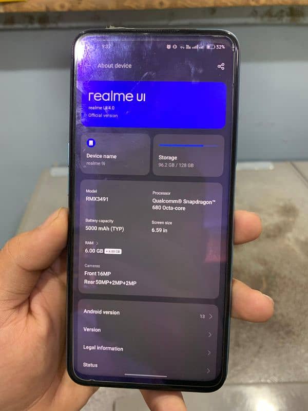 REALME 9I 6 + 128 BOX + ORIGINAL CHARGER 10