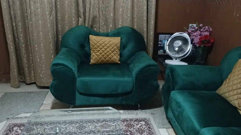 6 seater royal green velvet sofa set for sale 1