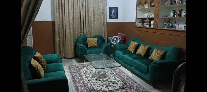 6 seater royal green velvet sofa set for sale 2