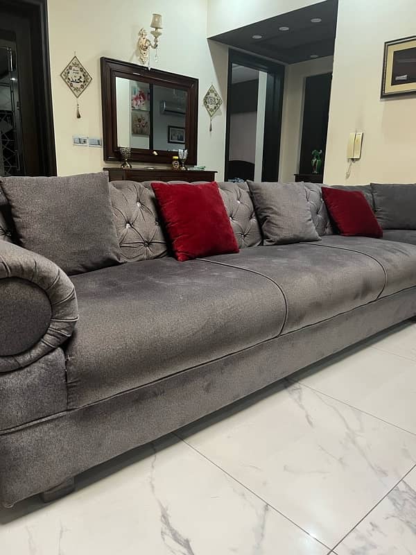 Grey L-shaped sofa 2