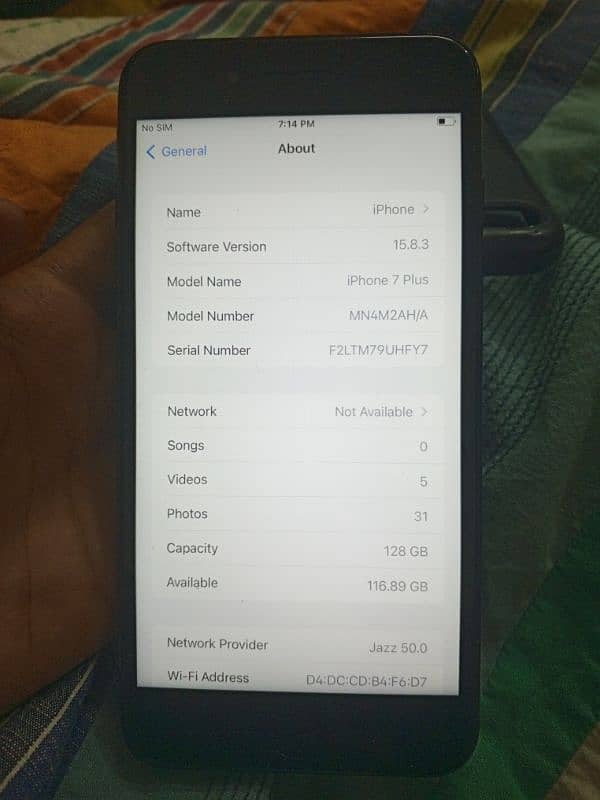 I phone 7 plus 128 gb finger disable non pta 0