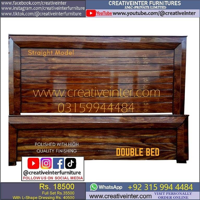 Double Bed Set Full King Size Dressing Almari Single Home Furniture 17