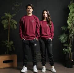 2 Pice Unisex Fleece Plain Track Suit