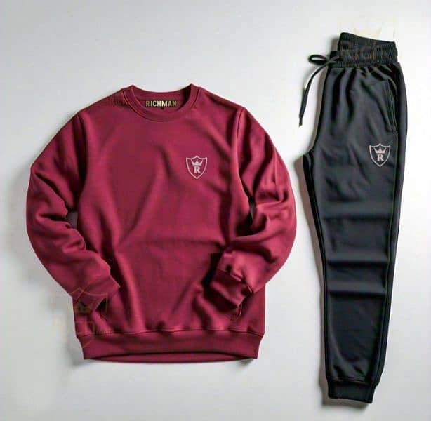 2 Pice Unisex Fleece Plain Track Suit 4