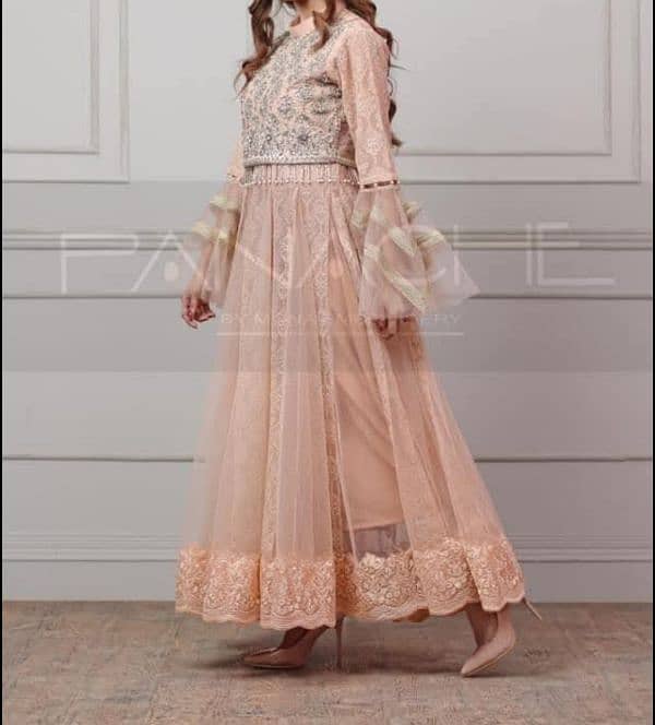 Panache embellished frock - peach color 0