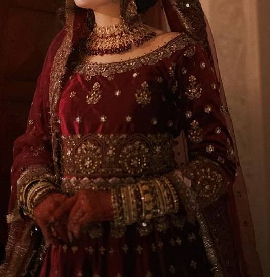 Beautiful Maroon Velvet Bridal Lehenga 1