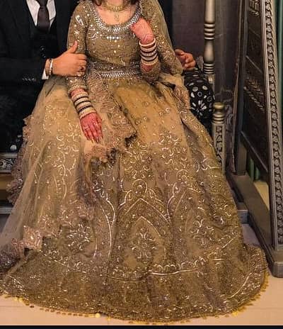 Beautiful Bridal Lehenga in beige color 1