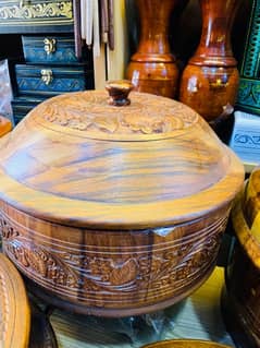 Turkish style wooden hotpot with steel plate antique brass work