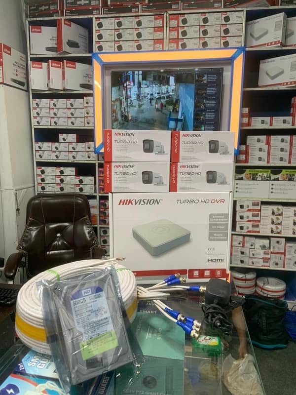 Hikvision 2 mp Camera Hikvision Dvr 4 ch bnc+dc power supply HDD 500gb 0