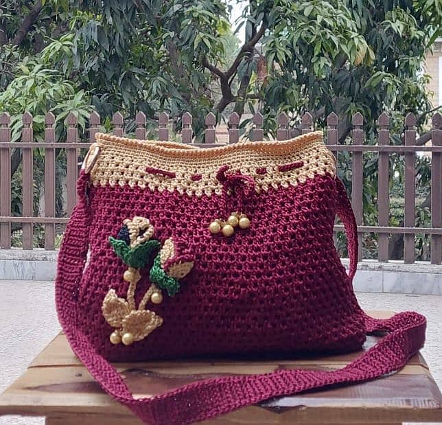 Hand knitted crochet bag 6