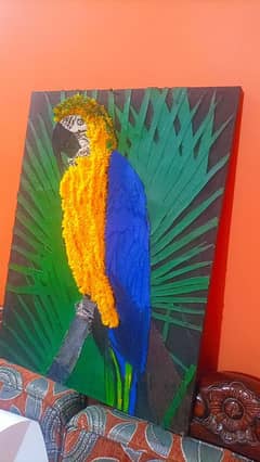 raw material used in this beautiful parrot painting