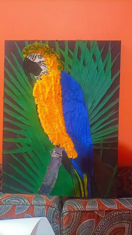 raw material used in this beautiful parrot painting 1