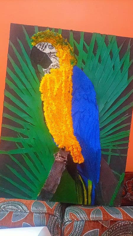 raw material used in this beautiful parrot painting 2