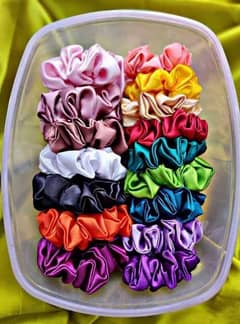 6pcs Vibrant Satin Scrunchies Collection