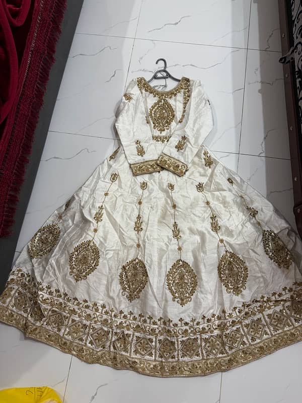 White Fancy Frock with Dupatta 0