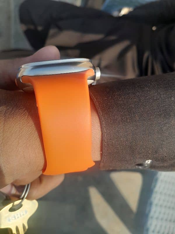 7 strap watch water proof with orange belt 1