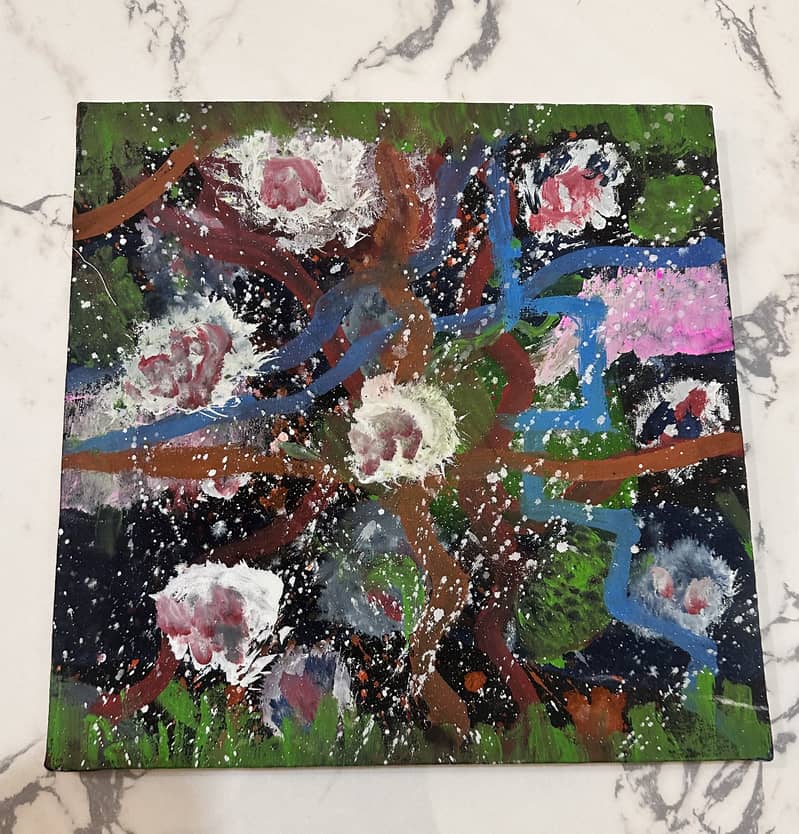 Abstract Canvas (1x1 feet) Painting made by kid 3