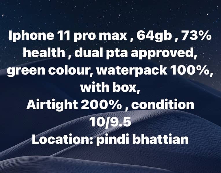 iphone 11 pro max , dual pta approved , 64gb, battery service,with box 0