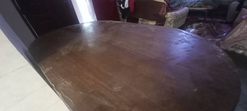 Dining table with solid wood base and one iron stand 5