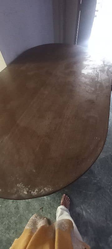 Dining table with solid wood base and one iron stand 9