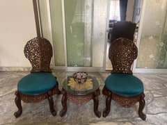 2 vintage chair stylish set with table