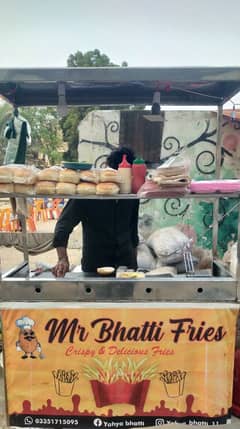 Fries stall with hot plate and gas cylinder and other things