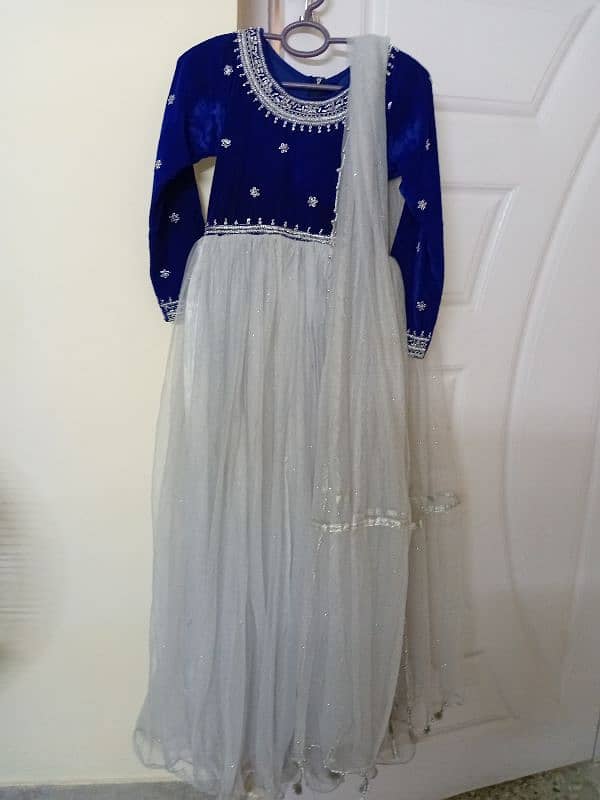 royal blue maxi with dabki naqshi embroidery 13