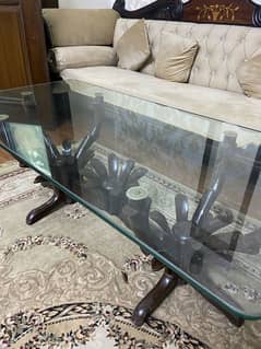 Wooden table with mirror