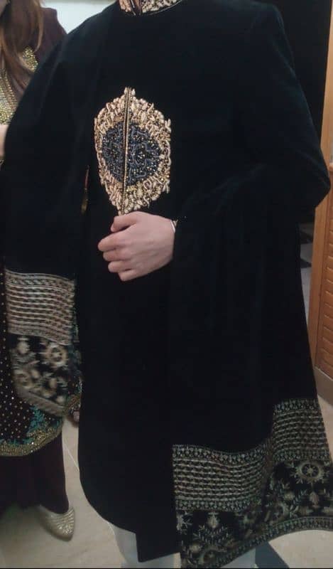 sherwani with shawl and khusay 10 by 10 condition 2