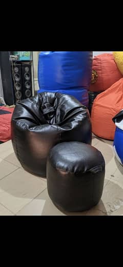 Set of 2, Leatherite bean bag with FREE leg rest