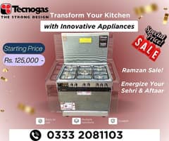 XPER Tecnogas Imported  Cooking Range 5 Burner Stove with Baking Oven