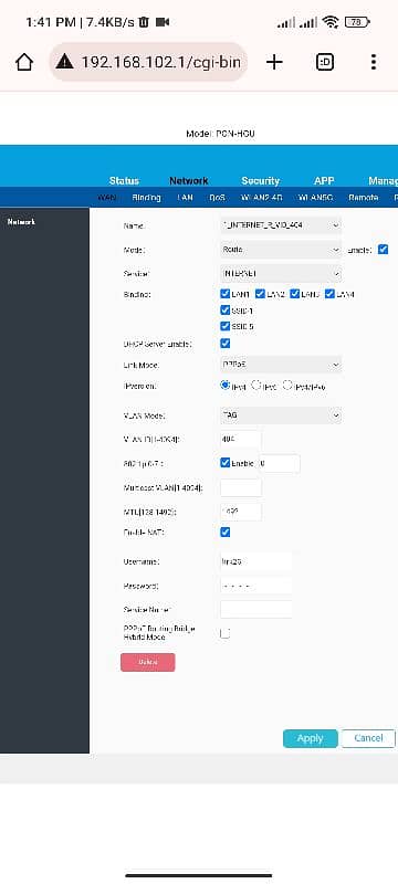 GPON-HGU Model GS2202 Dual Band WiFi 450Mbps connection 6