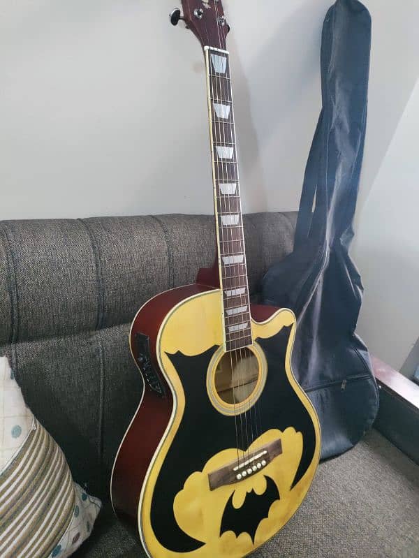 Semi acoustic branded guitar with bag and picks 0