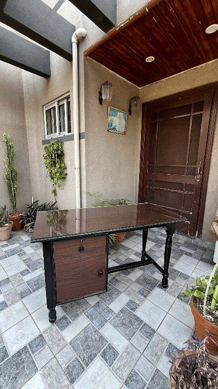 Strong Wooden Table with Glass Top 1