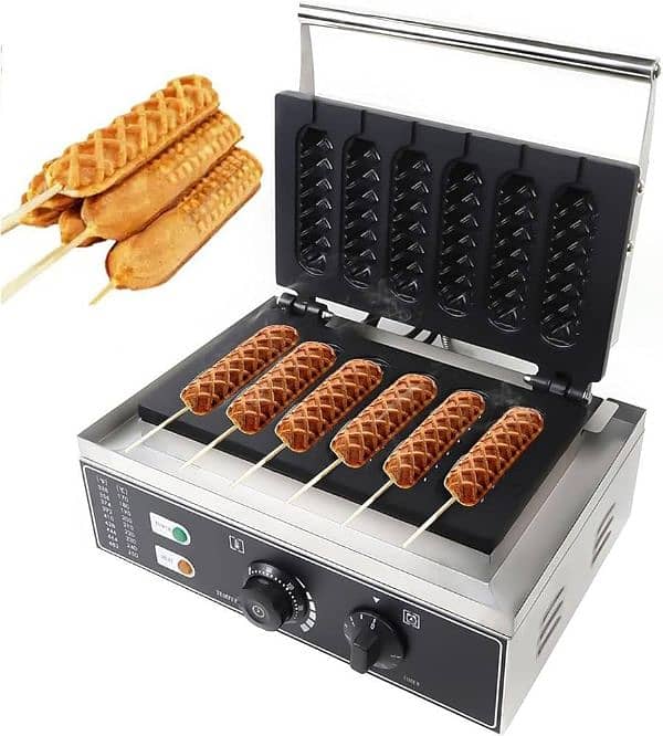 Hotdog Waffle Maker Machine Electric Corn Dog Maker 6 Slice 0