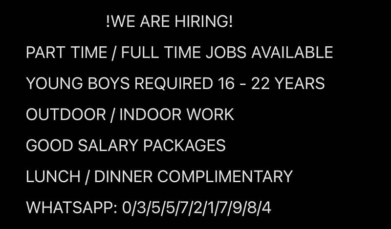 Male staff required 0