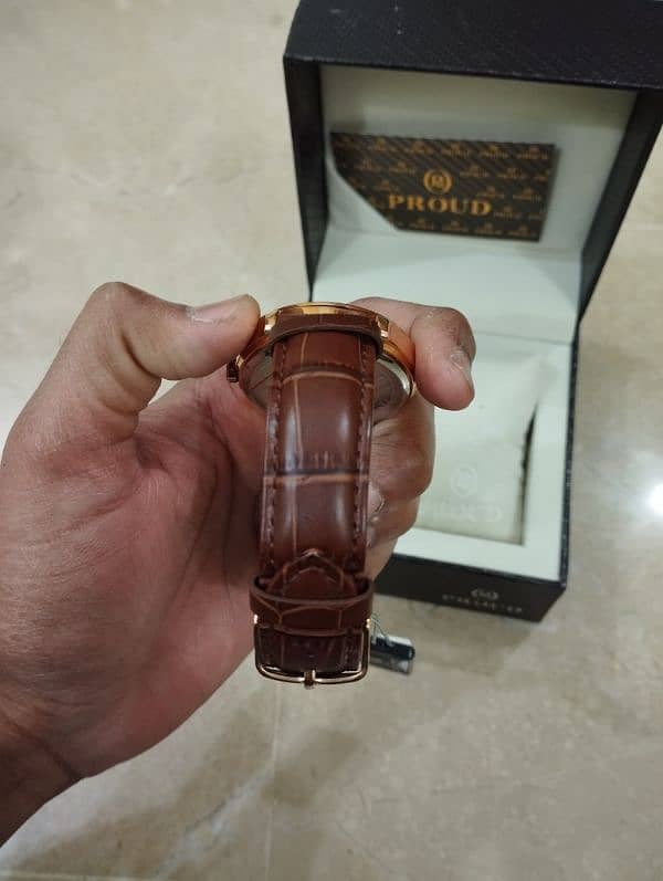 Proud brown leather strap watch for men 8