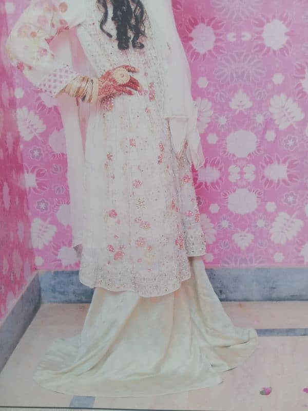 3 piece off white nikkah dress frok with shrara 2