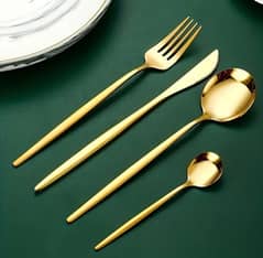 Portuguese tableware Set of Golden Stainless steel Knife/Fork & Spoons