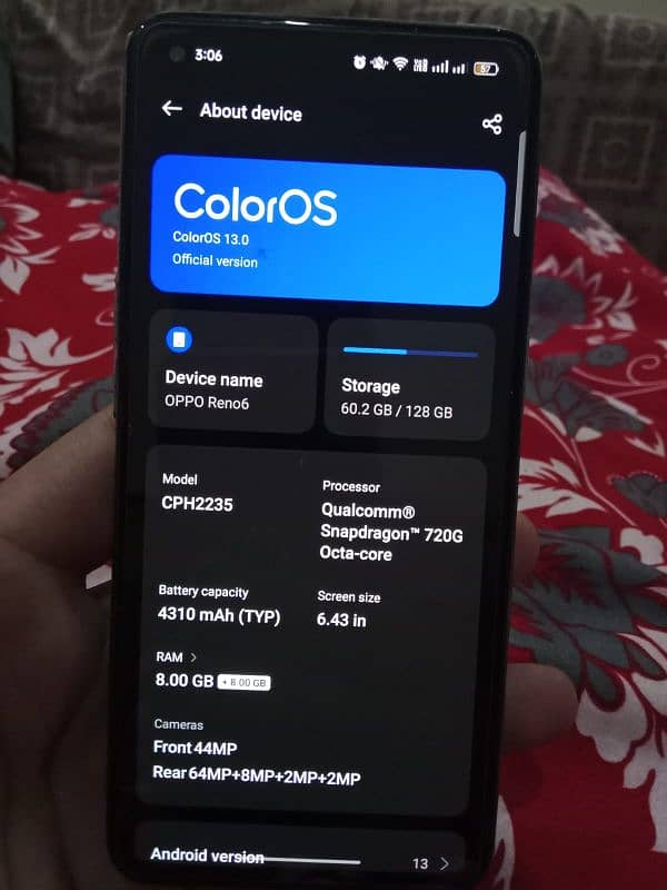OPPO Reno 6 100% All ok 16gb ram 128 rom 1