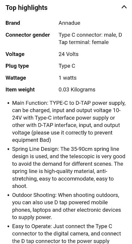 TYPE-C to D-TAP Tap Power. 1