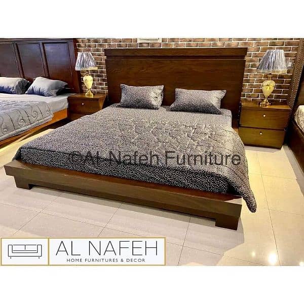 wooden bed with side tables call 0312'4049200 2