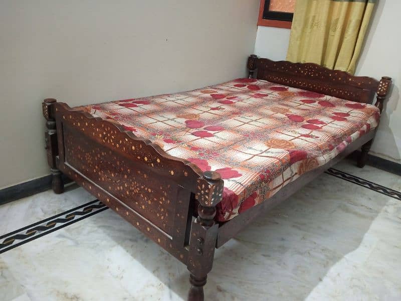 Sheesham Wooden Bed with medicated mattres. 0