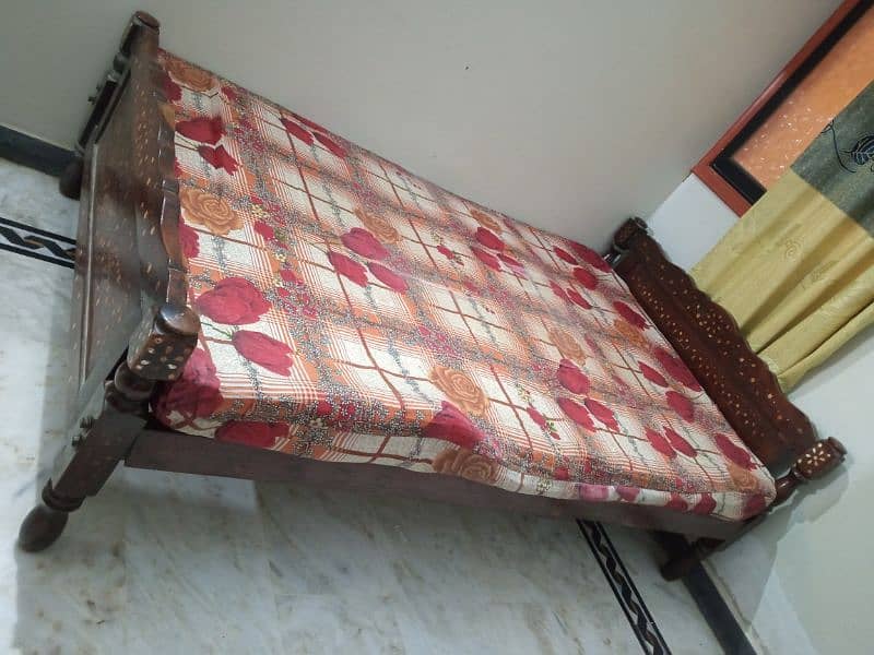 Sheesham Wooden Bed with medicated mattres. 1