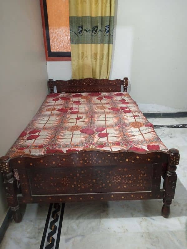 Sheesham Wooden Bed with medicated mattres. 2