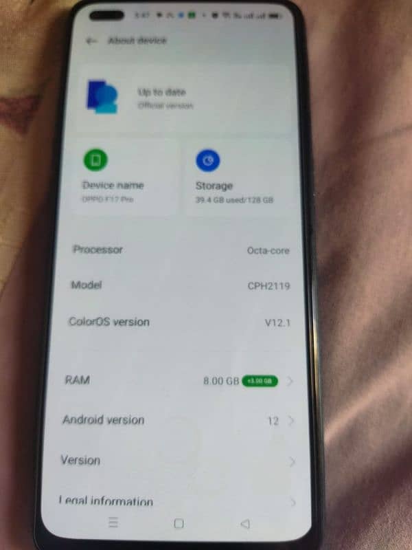 oppo F17PRO 8,/128 fresh condition 3