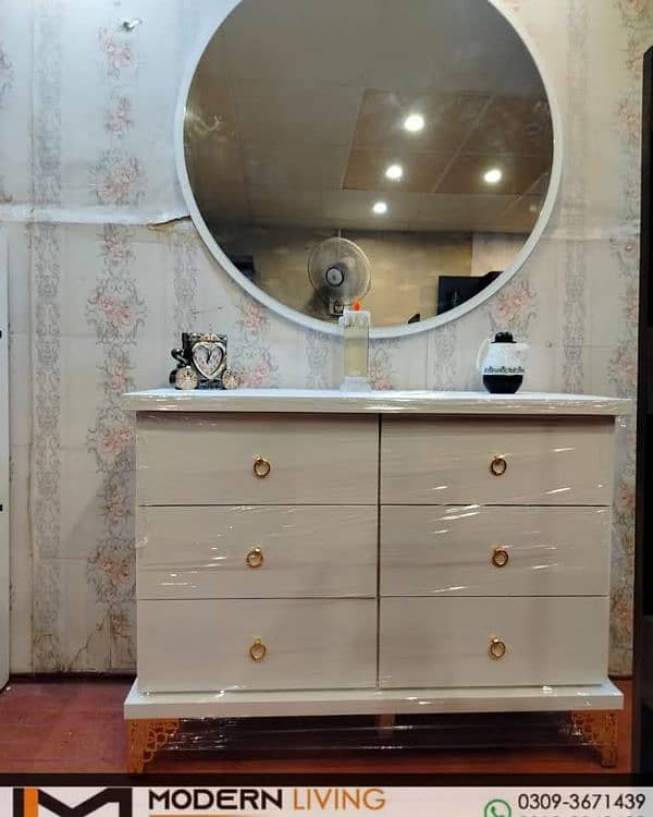 Dressing Table 6 drawers round mirror Best quality 5