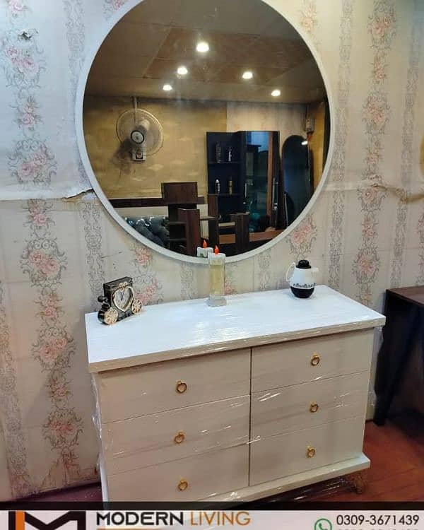 Dressing Table 6 drawers round mirror Best quality 11