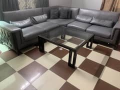 sofa set for 7 persons with glass table