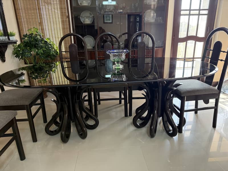 Glass top dinning table with 8 chairs 2